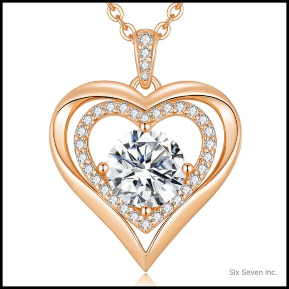 Sterling Silver Moissanite Heart Pendant Necklace Elegant Anniversary Gift